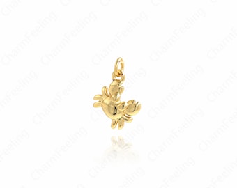 Crab Pendant, Gold Sea Life Pendant, Ocean Charm, 18K Gold Filled Crab Necklace, DIY Jewellery Supplies, 15.2x10.4x3mm