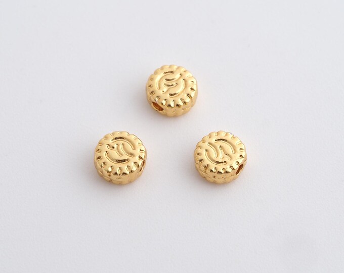 10 pcs Gold Round Spacer Beads, 18K Gold Filled Flat Beads,Dainty Disc Bracelet Necklace Spacer Beads, DIY Jewelry Supplies,4.7x2.2mm