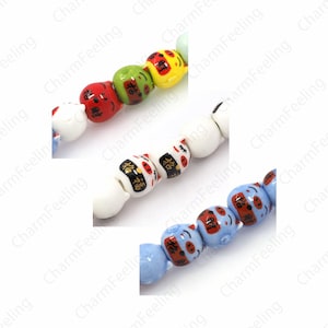 Cute Ceramic Pig Beads, Animal Spacer Beads, Glazed Hand Painted Ceramic Beads, Painted Ceramic Beads, DIY Jewelry Supplies, 10.5x11x10mm