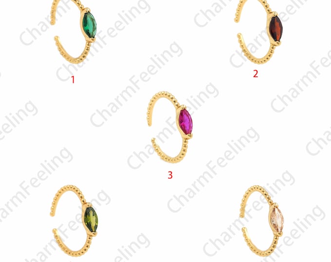 18K Gold Filled Rhinestone Ring, Adjustable Ring, Open Ring, Round Ring, Simple Ring, Stacking Ring