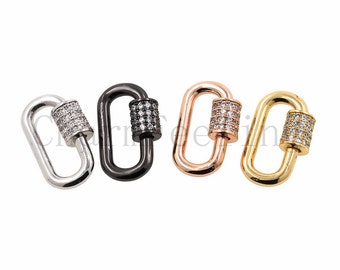 Oval carabiner, cubic zirconia bracelet necklace jewellery clasp 11*17mm 1pcs