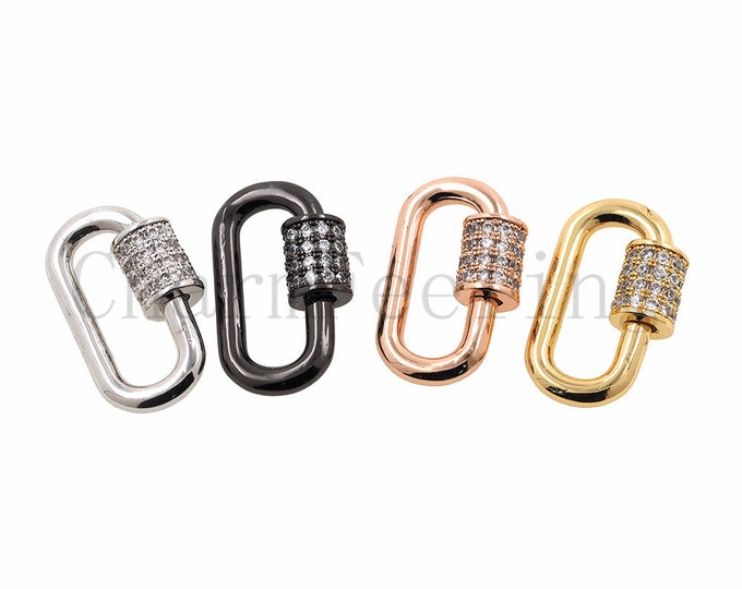 Oval carabiner, cubic zirconia bracelet necklace jewellery clasp 11*17mm 1pcs