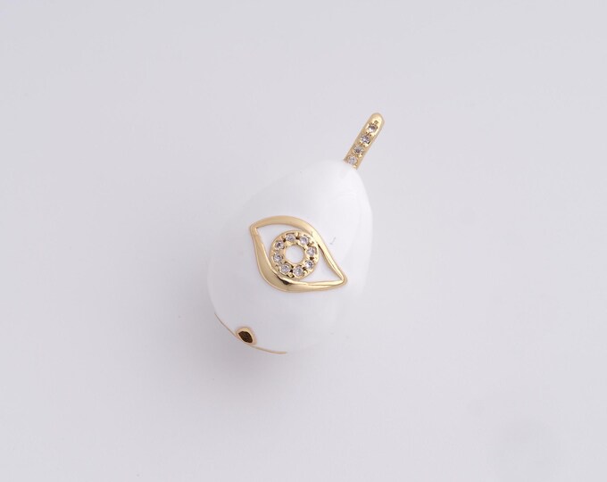 Enamel Egg Pendant,Eye Pendant,18K Gold Filled Egg Charm,Waterdrop Charms,DIY Fashion Items, 25.7x15mm