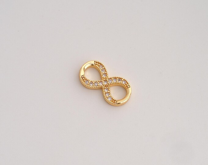 5 pcs CZ Infinity Connector,Angel Number Connector,18K Gold filled Infinity Connector,DIY Bracelet Accessories, 14.7x7.8x2.2mm