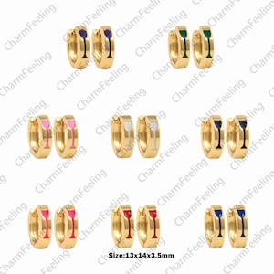 1 paar, emaille oorbellen, 18K goud gevulde ronde oorbellen, multi-color optioneel, wijnglas oorbellen, email charme, wijnglas charme, 13x14x3.5mm