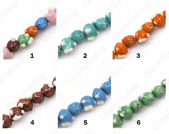 Contas de cerâmica para peixes, contas espaçadoras para vida marinha, cerâmica esmaltada, cerâmica pintada à mão, contas espaçadoras para peixes, suprimentos de joias faça você mesmo, 13x16,5x11mm