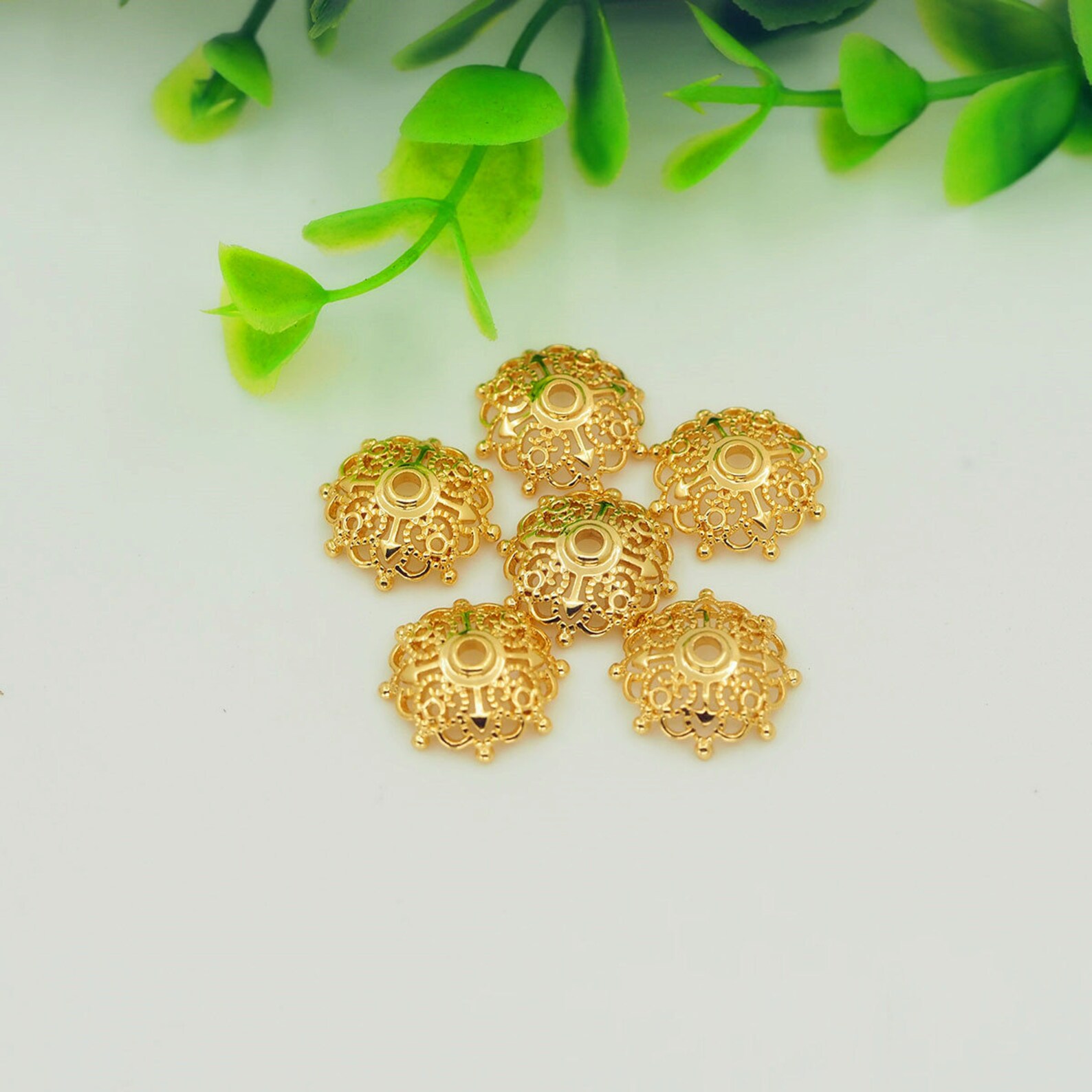 Raw Brass Bead Capfiligree Bead Capsfancy Bead - Etsy