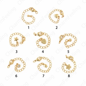 Lobster Claw Clasp Jewelry Extension Chain, 18K Gold Padding Chain Adjuster, DIY Necklace Bracelet Tail Chain Accessories, 6.5cm