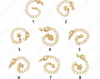 Lobster Claw Clasp Jewelry Extension Chain, 18K Gold Padding Chain Adjuster, DIY Necklace Bracelet Tail Chain Accessories, 6.5cm
