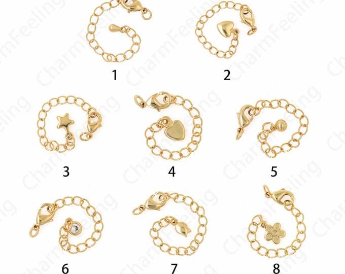 Lobster Claw Clasp Jewelry Extension Chain, 18K Gold Padding Chain Adjuster, DIY Necklace Bracelet Tail Chain Accessories, 6.5cm