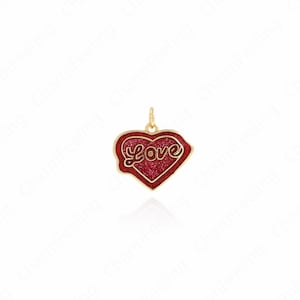 Enamel Heart Pendant, Heart Charm, Red Heart Charm, Heart Necklace, Enamel Charm, DIY Jewelry Making Accessories 19x18x2mm