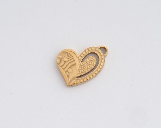 Stainless Steel Heart Pendant,Love Charms, Heart Charm, DIY Jewelry Supplies, 16x11.4x1.6mm