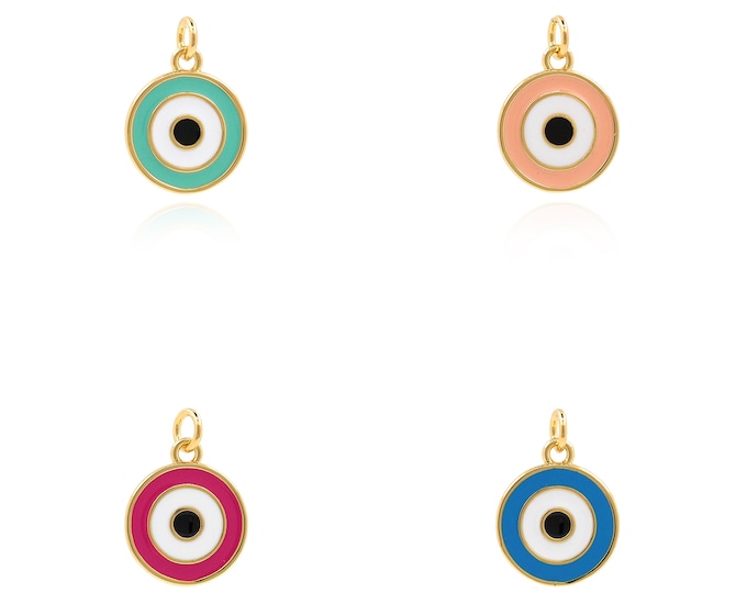 Enamel All-Seeing Eye Necklace, 18K Gold Filled Oval Cosmic Eye Pendant, Eye Pendant, Magic Eye Pendant, Eye Charm 16x11x1.5mm