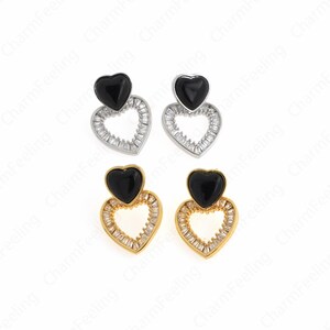 1 paar hartoorbellen, micropavé CZ-liefdesoorbellen, 18K gold filled liefdesoorbellen, steekoorbellen, doe-het-zelf sieradenaccessoires, 22 x 15 x 5,5 mm