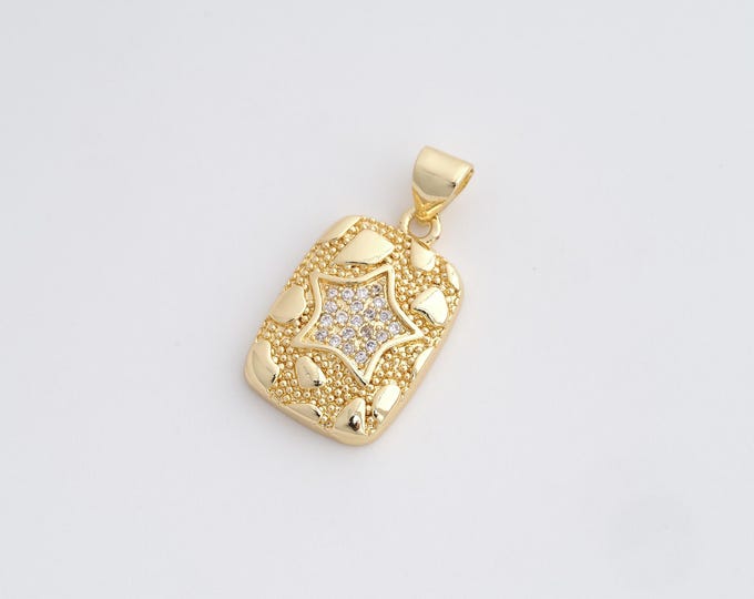 CZ Star Pendant,Celestial Pendant,18K Gold Filled Starburst Charm,DIY Jewelry Accessories,24.5x13x3mm