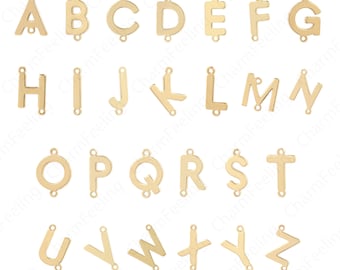 Alphabet Connector, 18K Gold Filled 26 Letter Connectors, Initial Connectors, DIY Jewelry Supplies, 14x8.3x1.5mm