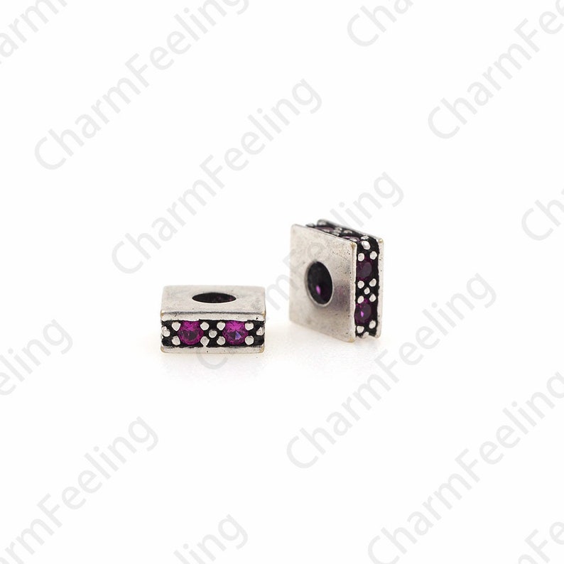 Bracelet Spacer Beads 5.8x2.6mm 1pcs Square Charm Micro-Pave Colorful Square Spacer Beads Cubic Spacer Beads