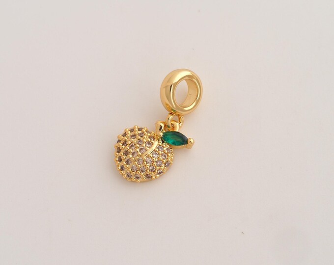 CZ Apple Pendant,Fruit Pendant,18K Gold Filled Apple Charm,DIY Jewelry Accessories,23.3x12.5x3.8mm