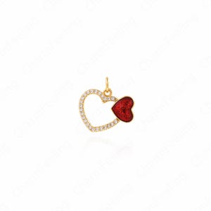 Emaille Herz Anhänger, Herz Charm, roter Herz Charm, Herz Halskette, Emaille Charm, DIY Schmuckherstellung Zubehör 17x17.5x1.7 mm