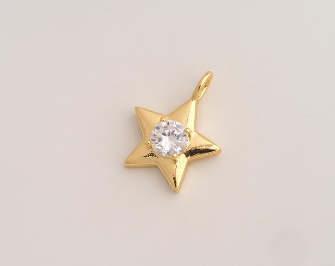CZ Star Pendant,Celestial Pendant,18K Gold Filled Starburst Charm,DIY Jewelry Accessories,26.8x20.6x5.4mm