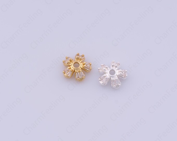 18K Gold Filled Flower Bead Caps,Pearl Caps,Round Bead Caps,Flower Caps,Spacer Jewelry, Brass Caps, DIY Gold Jewelry Making,9.8x3.5mm