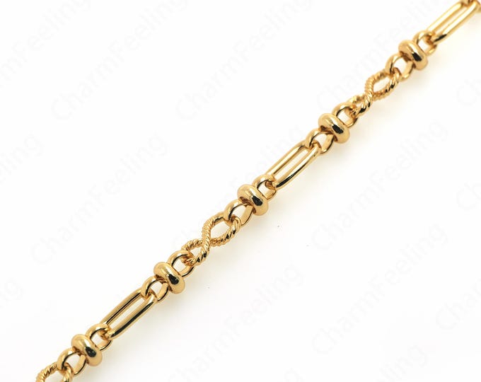 1 Meter Chain Necklace, Brass Chain, Welded Chain,18K Gold Filled Cuban Chain Necklace, Chain Necklace DIY Jewelry Supplies 10x4.8mm