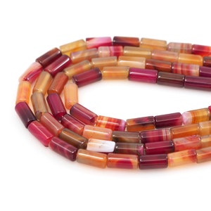 Red Cylindrical Beads, Tubular Gemstone Beads, Gemstone Chains, Natural Stone Necklaces, Gemstone Necklaces, DIY Bracelet Accessories,8x16mm