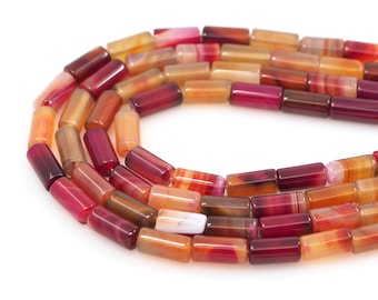 Red Cylindrical Beads, Tubular Gemstone Beads, Gemstone Chains, Natural Stone Necklaces, Gemstone Necklaces, DIY Bracelet Accessories,8x16mm