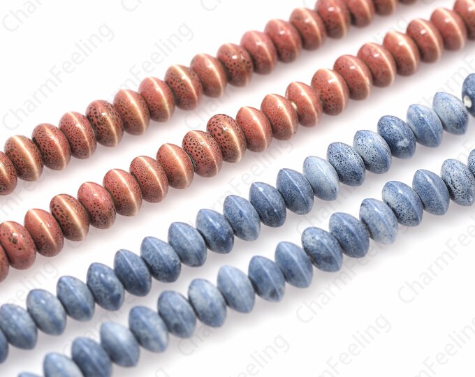 Flat Spacer Beads,Abacus Beads,Oval Ceramic Beads, Hand Painted Ceramics, Glazed Painted Ceramic Jewelry, DIY Jewelry Supplies,7x11.5mm