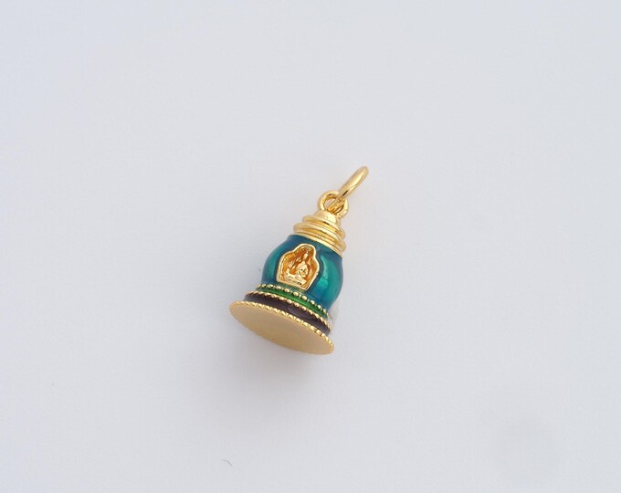 Enamel Tower Pendant,18K Gold Filled Tower Necklace,Enamel Charms,DIY Jewelry Supplies,15.7x8.5mm