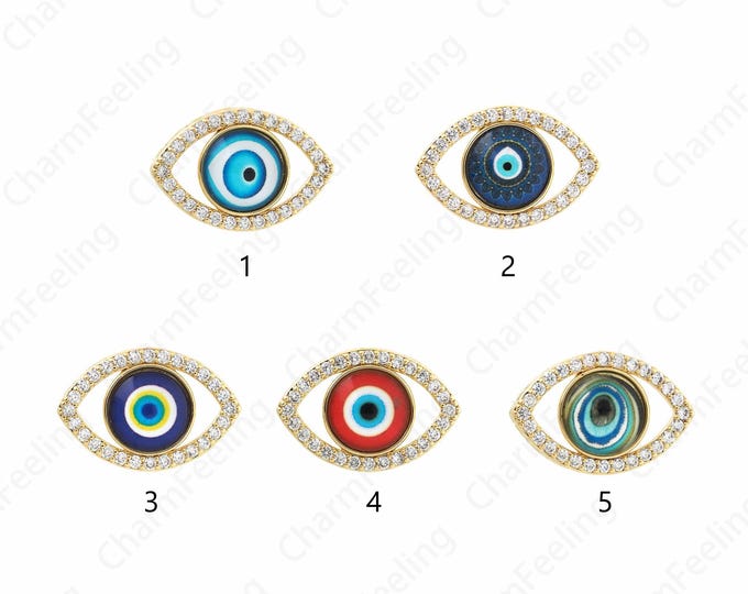 18K Gold Filled Eye Spacer Beads, Enamel Eye Beads, Enamel Charm, Eye Charm, Bracelet Necklace Beads,18.5x27x10mm