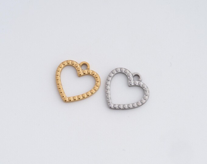 5 pcs Stainless Steel Heart Charm,Love Pendant, Heart Charm,DIY Jewelry Accessories 10.8x10.8x1mm