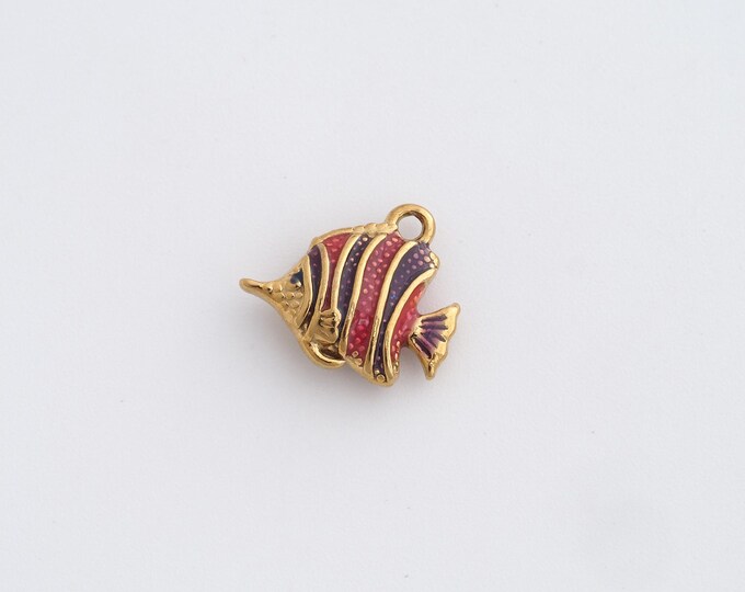Stainless Steel Fish Pendant,Marine Life Charms,Enamel Fish Charm, DIY Jewelry Supplies, 12x14x4.2mm