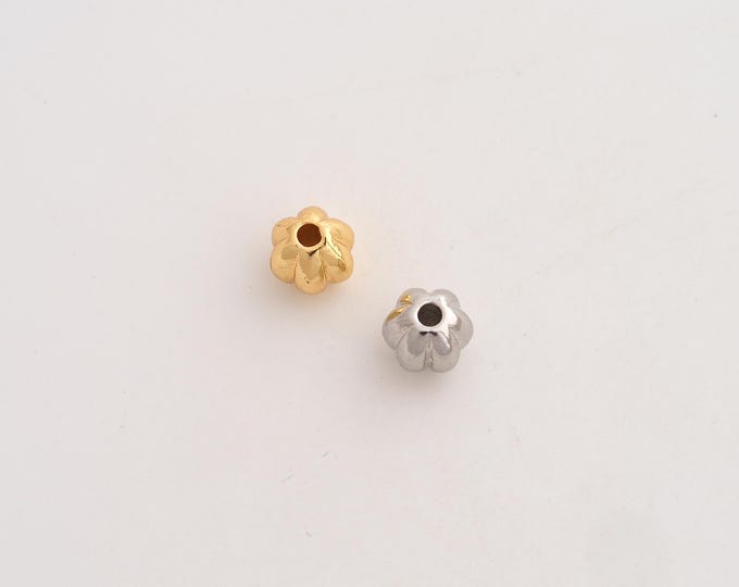 10 pcs 18K Gold Filled Pumpkin Tube Spacer Beads,Pumpkin Beads,Tube Beads,DIY Jewelry Supplies,8x7mm Hole 3.8mm