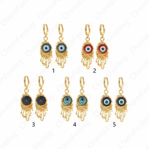 1 paar, 18 kt gold filled oorbellen met kwastjes, geëmailleerde oorbellen, grote ronde oorbellen, geëmailleerde oorbellen, oorbelaccessoires, 65 x 18 x 5,5 mm