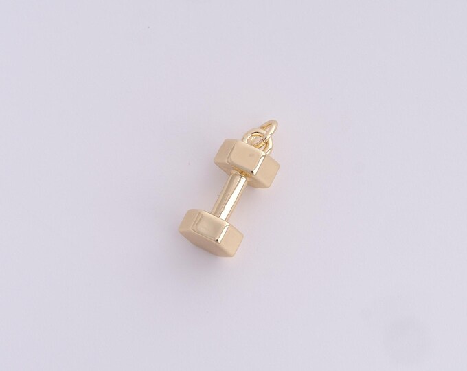 Gold Dumbbell Charm,18K Gold Filled Dumbbell Jewelry,Dumbbell Pendant,DIY Jewelry Supplies,18.8x7.6x6.6mm