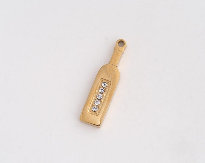 Micropavé CZ Bottle Necklace,Dainty Bottle Charm, 18K Gold Filled Bottle Pendant,DIY Jewelry Accessories 22x5.3x2mm