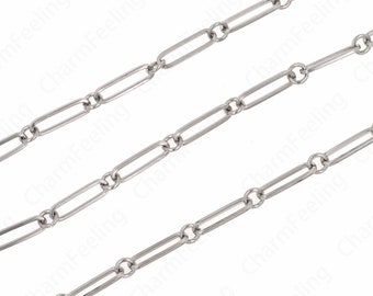 Silver FilledSquare Chain,Stainless Steel Chain Ring Chain Necklace,  Silver Chain, Layered Necklace, Classic Chain Necklace 15x4.5x1mm