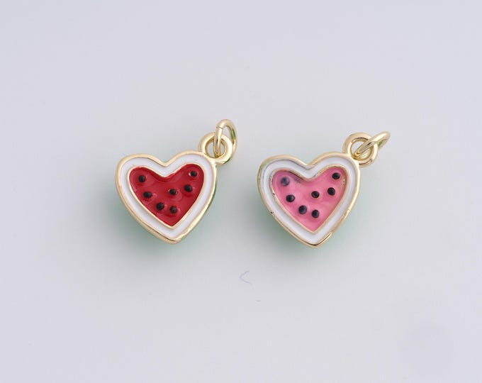 Watermelon Pendant,18K Gold Filled Heart Charms,Fruit Charm,Watermelon Charm, DIY Jewelry Accessories 17x10.6x4.8mm
