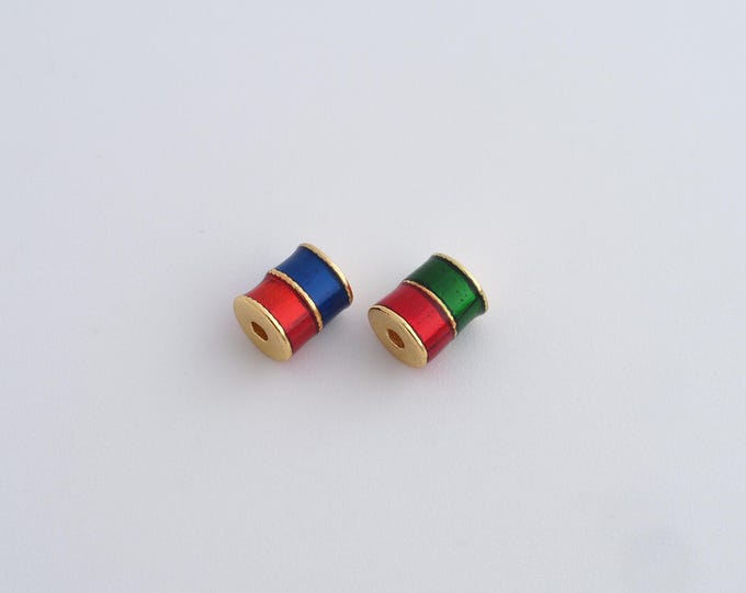 Enamel Beads, 18K Gold Filled Round Beads,Cylindrical Spacer Beads, DIY Bracelet Assembly Accessories, 5x4mm