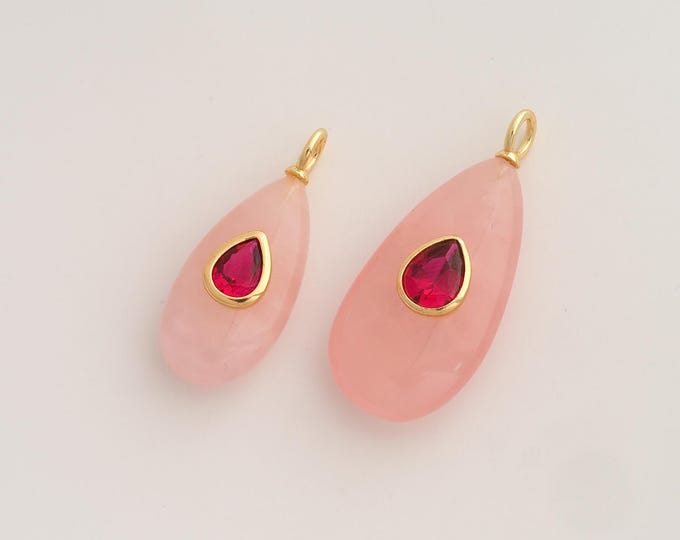 Natural Stone Pendant,Energy Stone Pendant,18K Gold Filled Stone Charm,DIY Jewelry Accessories,Big 41.5x18.2x9.7mm Small 34.7x14x9mm