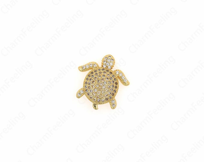 Gold Tortoise Necklace, Ocean Charm, Little Tortoise Pendant, Little Brass Tortoise, DIY Jewelry And Jewelry Making 18x17.2x4.5mm