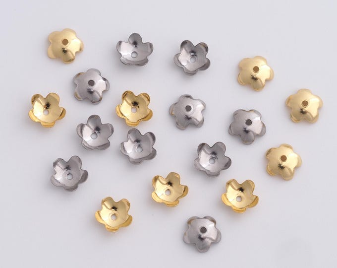 100 pcs Stainless Steel Caps,Spacer Jewelry,Bead Caps,Pearl Caps,Flower Caps,Flower Bead Caps,DIY Gold Jewelry Making,5.6x2mm
