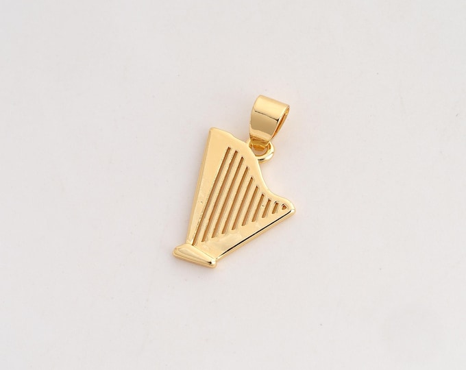 Harp Pendant,Harp Pendant,18K Gold Filled Harp Charm,DIY Jewelry Accessories,24x14.4x1.8mm