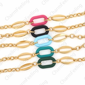 18K Gold filled Halbfertige O-Kette, Papierclip Kette, Acryl Kette, DIY Armband Halskette Herstellung Zubehör, 1 Meter