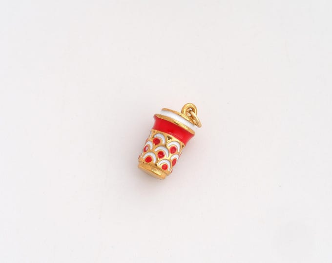 Enamel Coffee Cup Charms,Dainty Coffee Charm, 18K Gold Filled Coffee Cup Pendant,DIY Jewelry Accessories 15x9x7.6mm