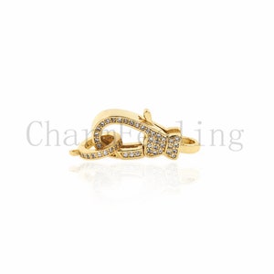 Cubic zirconia lobster claw clasp, brass clasps, jewelry making clasp 12.5*30*7mm 1pcs