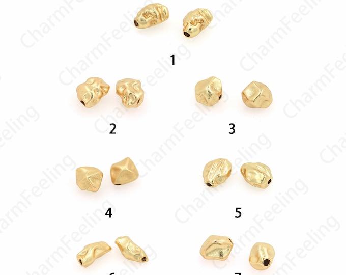 10 PCS Oval Special-Shaped Spacer Beads, 18K Gold Filled Special-Shaped Spacer Beads, Gold Hole Beads, Bracelet Accessories