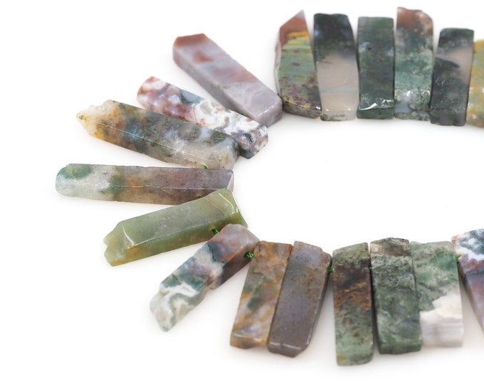 Long Rectangular Gemstone Chain,Rectangular Jade Beads,Fluorite Necklace,Strip Gemstone Beads,DIY Stone Making Accessories,10-12x28-48mm