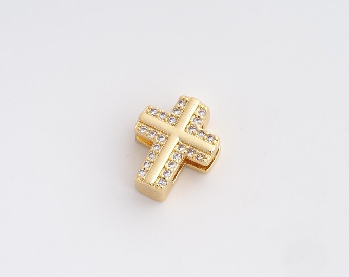 CZ Cross Pendant,Religious Pendant,18K Gold Filled Christian Charm,DIY Jewelry Accessories,16.7x13.3x6mm
